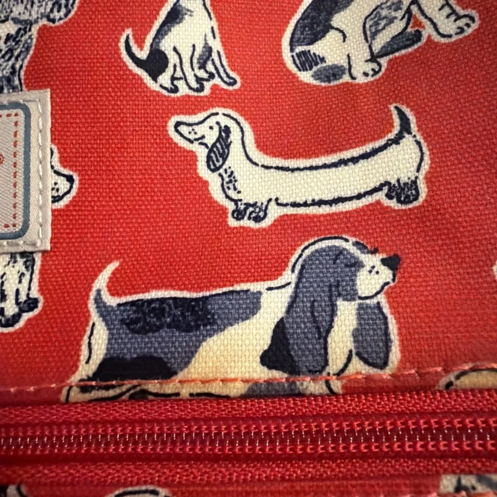 Cath Kidston Original London Oilcloth Dog Print Tote Red Navy Straps